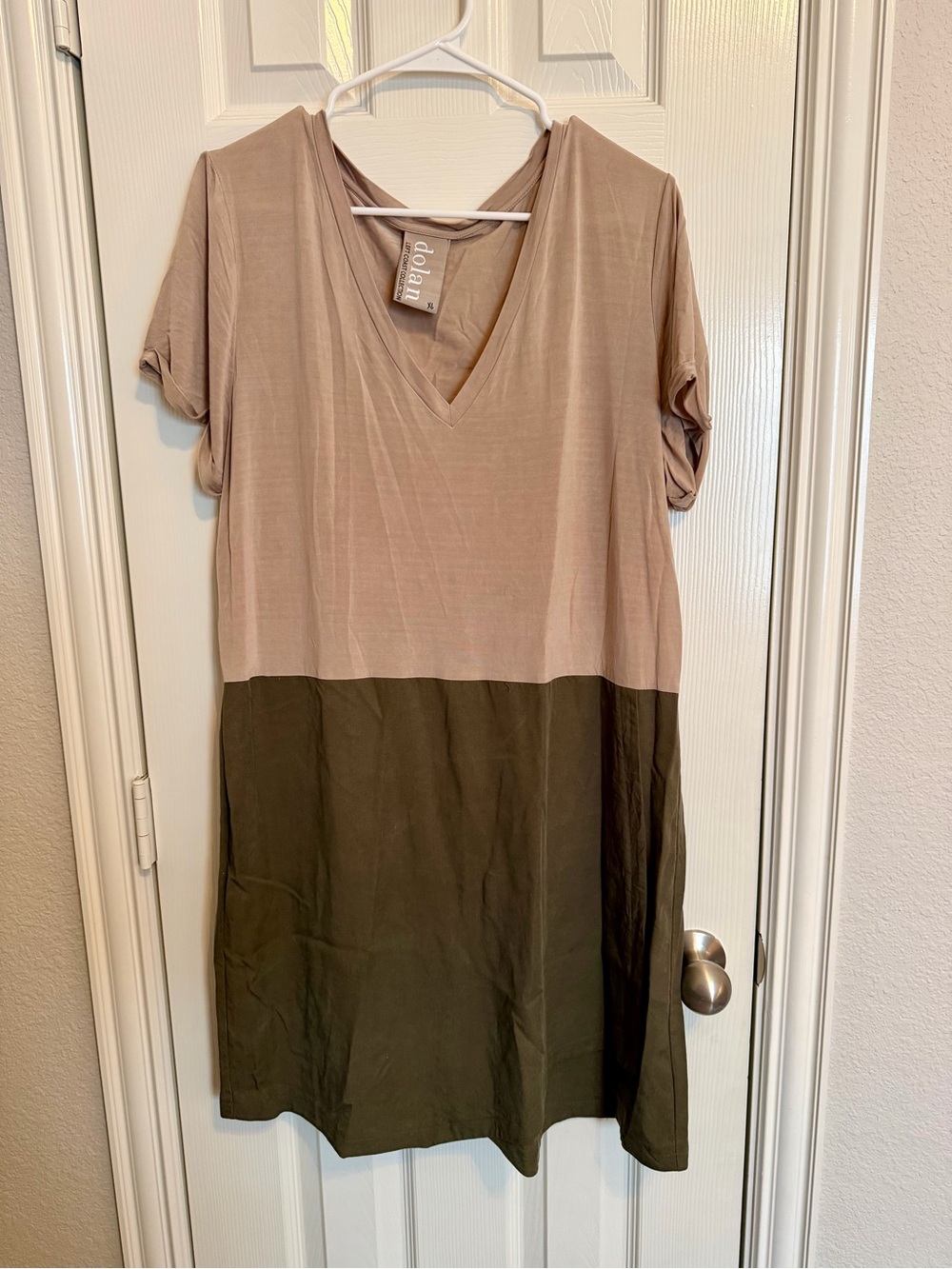 Dolan Left Coast Collection Colorblock Midi Dress Taupe Brown XL